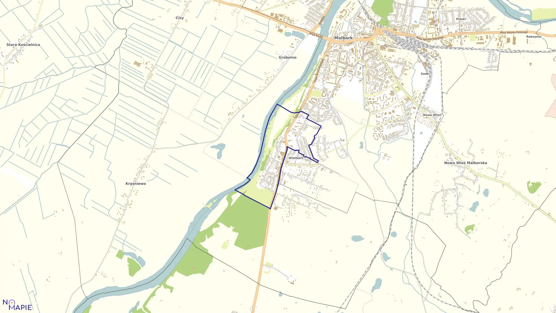 Mapa obrębu 15 w mieście Malbork