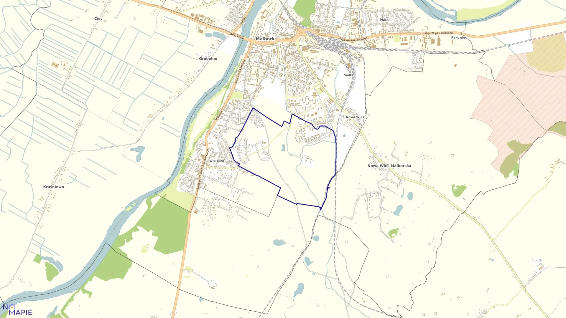 Mapa obrębu 17 w mieście Malbork